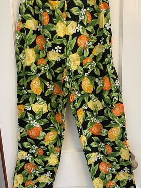 Vintage Talbots Citrus Print Pants - Yellow & Orange Fruit